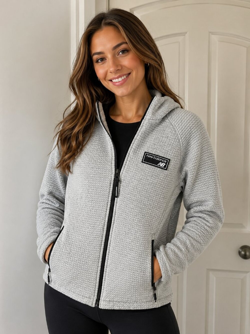 New Balance light gray full zip hoodie